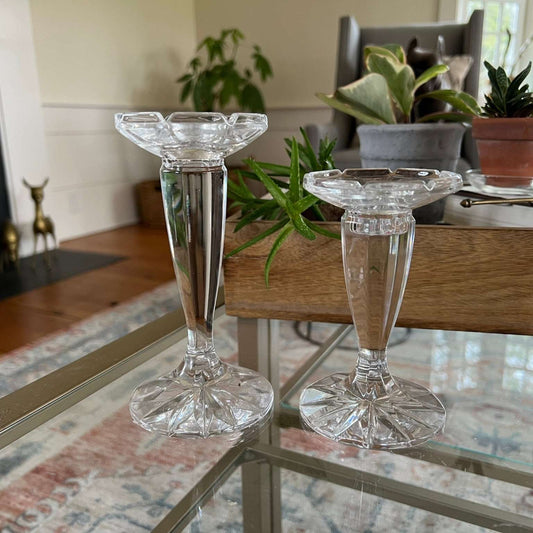 Royal Limited lead crystal candle holders, graduated pair from the Czech Republic, photo 1 of 7