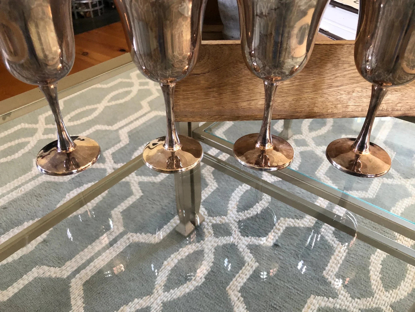 Salem Portugal Silver-Plated Wine Goblets, Set of 4 — 5.5", Connecticut Estate - Loom Vintage