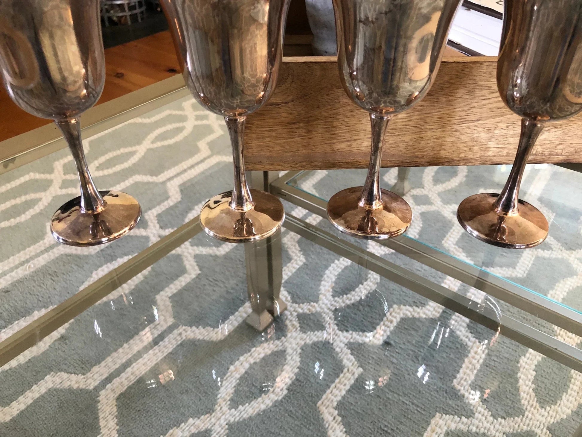 Salem Portugal Silver-Plated Wine Goblets, Set of 4 — 5.5", Connecticut Estate - Loom Vintage