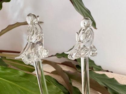 Set of 4 Vintage Hand Blown Animal, Bird, Swizzle Sticks, Glass Drink Stirrers, Clear Gass Beverage Mixers - Loom Vintage