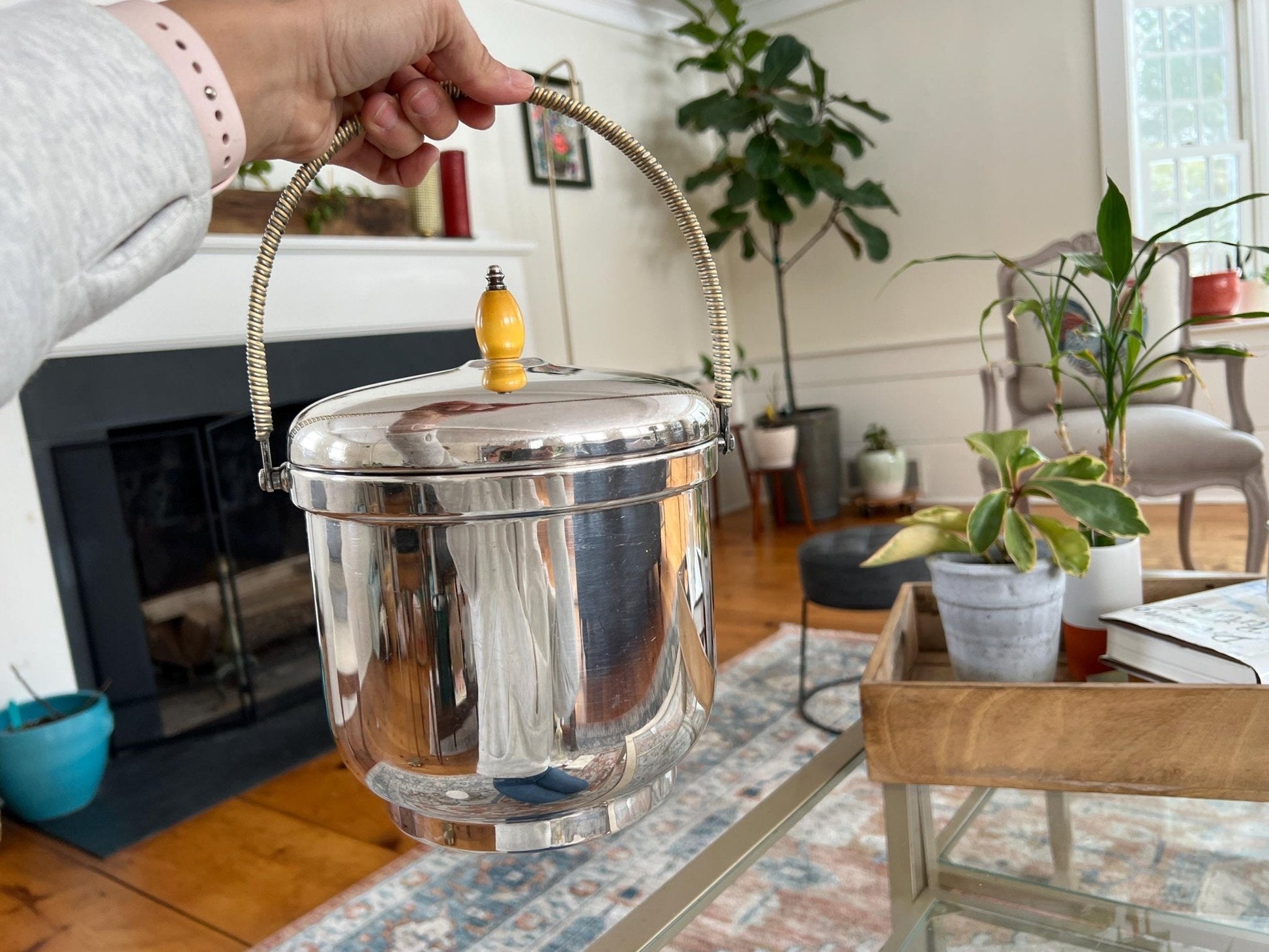 Sheffield Silver Co. MCM Ice Bucket with Pyrex Insert — EPC, USA, 1950s–60s - Loom Vintage