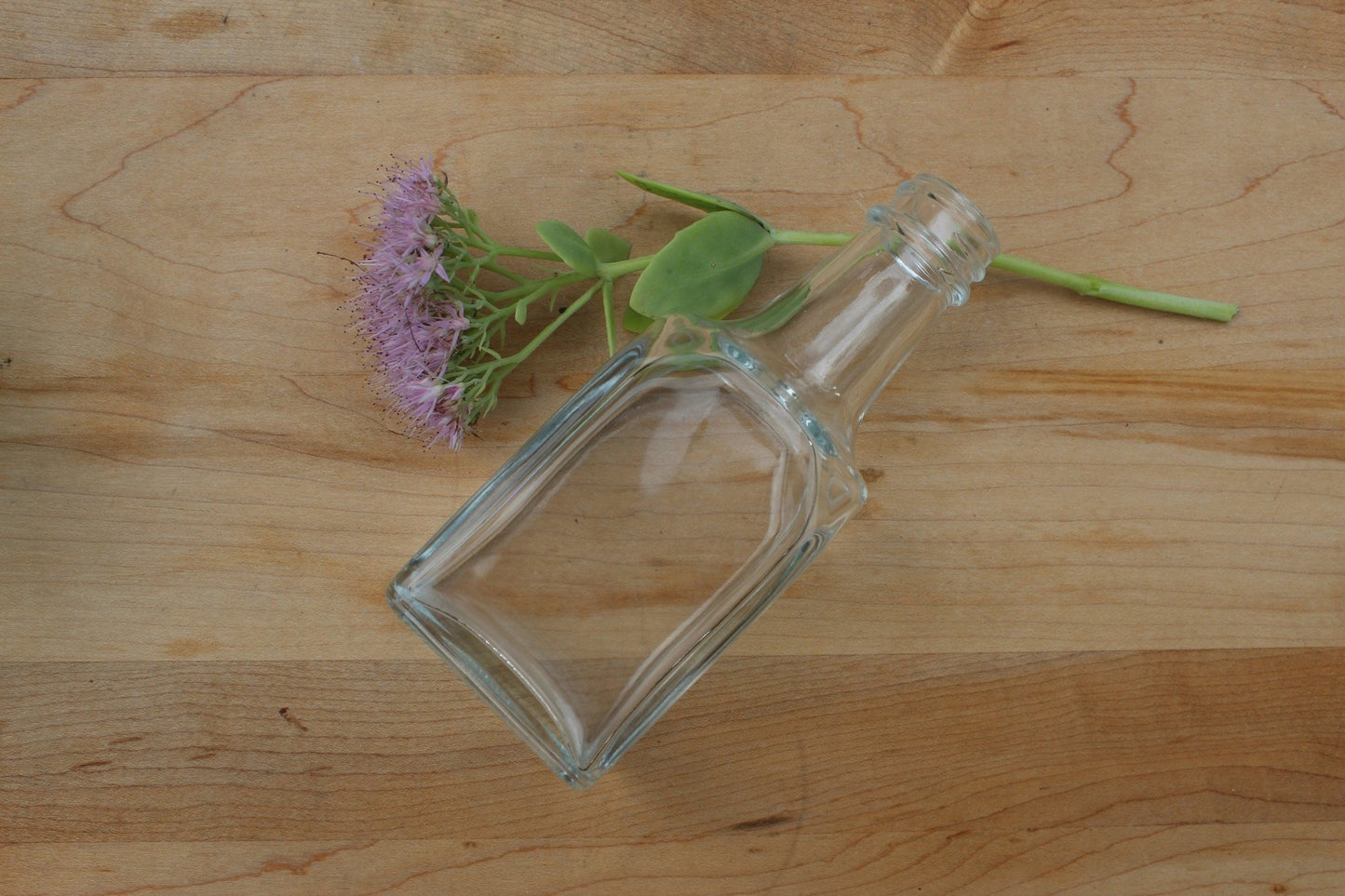 Simple Vintage Clear Glass Bottle / Flower Vase - Loom Vintage