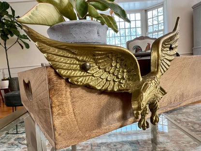 Solid Brass Bald Eagle Wall Plaque — Detailed Cast, 9" x 5.25", Never Used - Loom Vintage