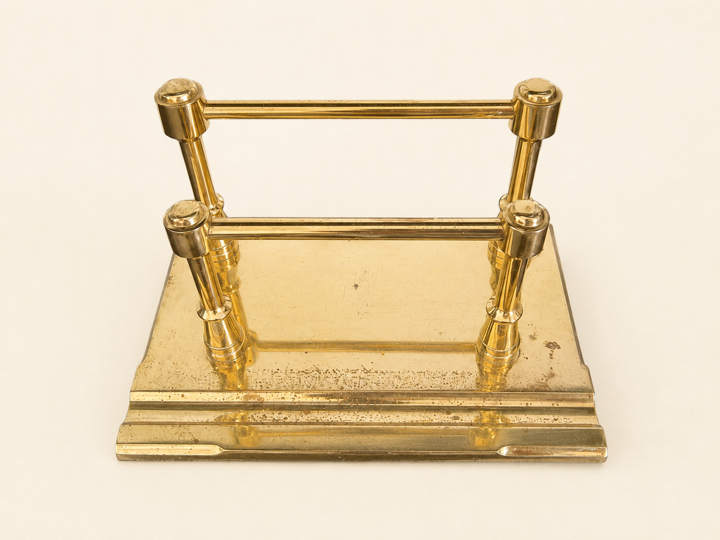 Solid Brass Letter and Pen Holder, Heavy Desk Organizer
