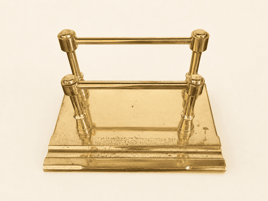 Solid Brass Letter and Pen Holder, Heavy Desk Organizer