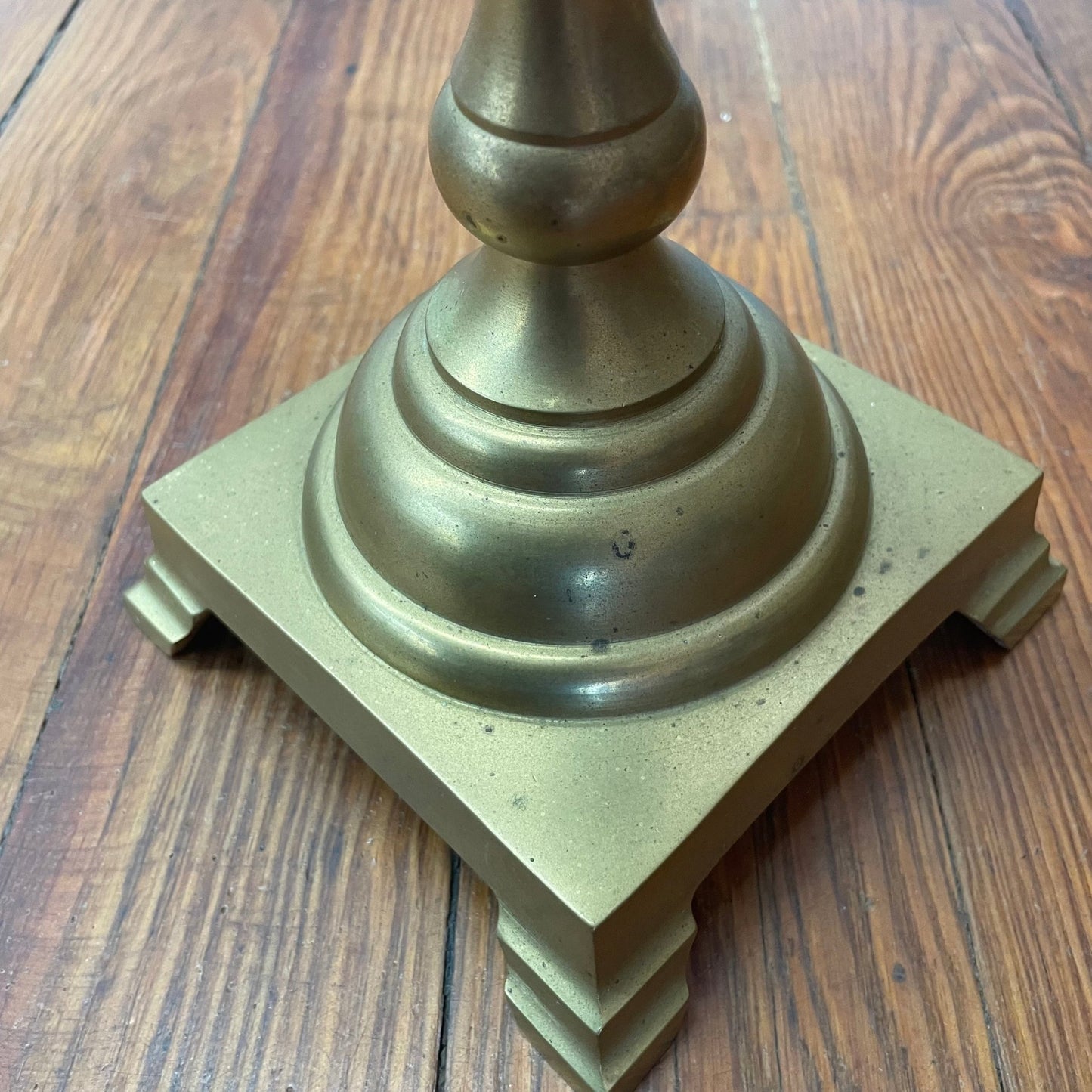 Solid Brass Pedestal Candlesticks, Pair — 18" Turned Baluster, c. Mid - 20th Century - Loom Vintage
