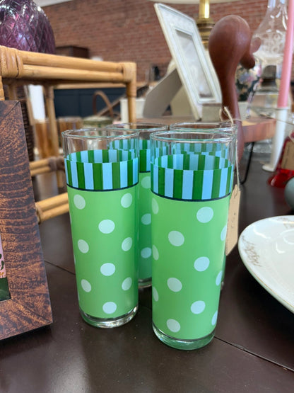 Southern Living at Home Polka Dot Tumblers by Gail Pittman, Set of 4, Glassware - Loom Vintage