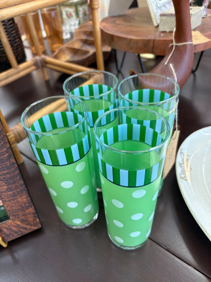 Southern Living at Home Polka Dot Tumblers by Gail Pittman, Set of 4, Glassware - Loom Vintage