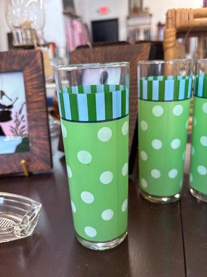 Southern Living at Home Polka Dot Tumblers by Gail Pittman, Set of 4, Glassware - Loom Vintage