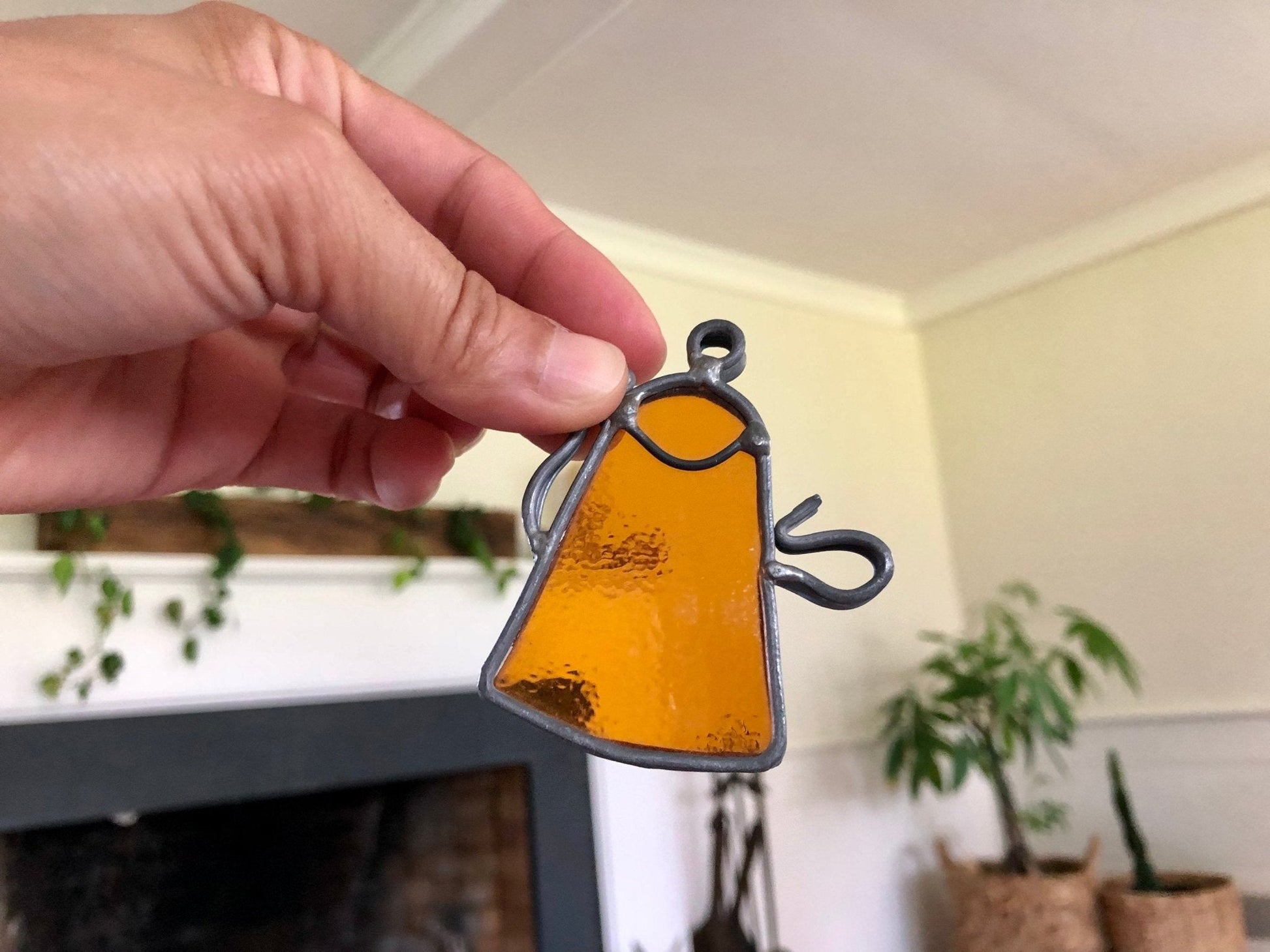 Stained Glass Iron & Tea Pot/ Kettle, Domestic Kitchen Goods, Home Body, Sun catcher, Art, Decor, Glass Ornament, Chores - Loom Vintage