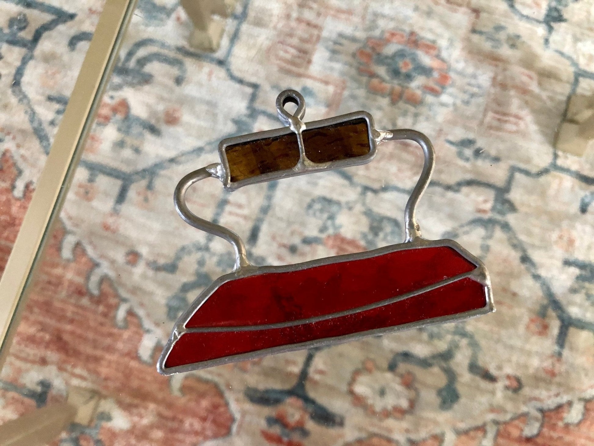Stained Glass Iron & Tea Pot/ Kettle, Domestic Kitchen Goods, Home Body, Sun catcher, Art, Decor, Glass Ornament, Chores - Loom Vintage