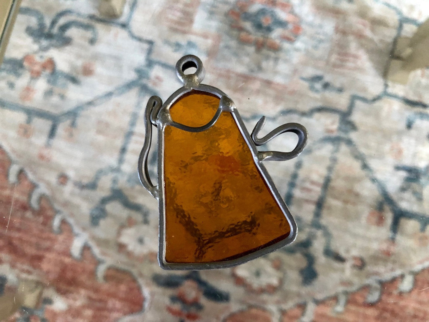 Stained Glass Iron & Tea Pot/ Kettle, Domestic Kitchen Goods, Home Body, Sun catcher, Art, Decor, Glass Ornament, Chores - Loom Vintage