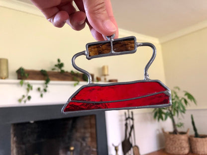 Stained Glass Iron & Tea Pot/ Kettle, Domestic Kitchen Goods, Home Body, Sun catcher, Art, Decor, Glass Ornament, Chores - Loom Vintage
