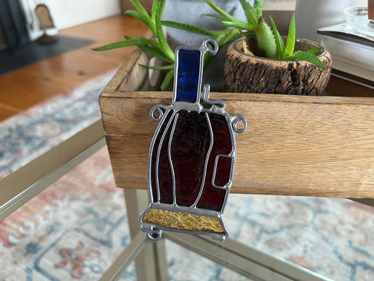 Stained Glass Wood - burning Stove Suncatcher, Domestic Kitchen Goods, Colored Glass Art Decor, Glass Ornament, Chores - Loom Vintage