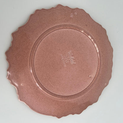Steubenville Woodfield Leaf Plate — Salmon Pink, 10.5", Made in USA, 1940s - Loom Vintage
