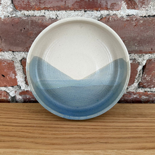 Studio Pottery Blue Glaze Ceramic Bowl Handmade Minimal Dish - Loom Vintage