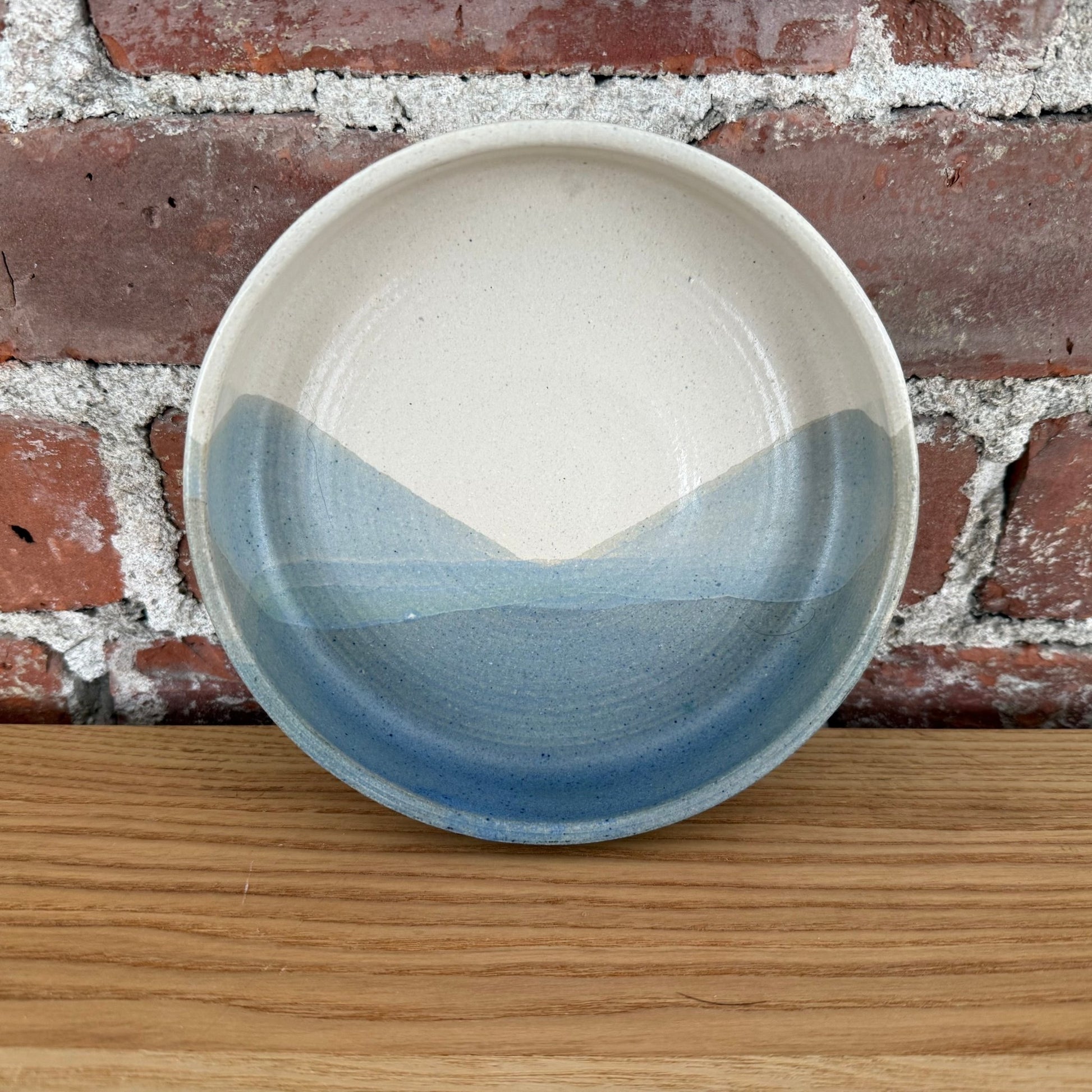 Studio Pottery Blue Glaze Ceramic Bowl Handmade Minimal Dish - Loom Vintage