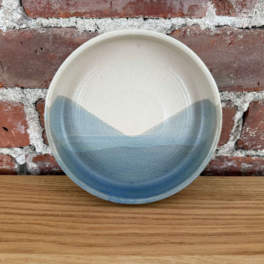 Studio Pottery Blue Glaze Ceramic Bowl Handmade Minimal Dish - Loom Vintage