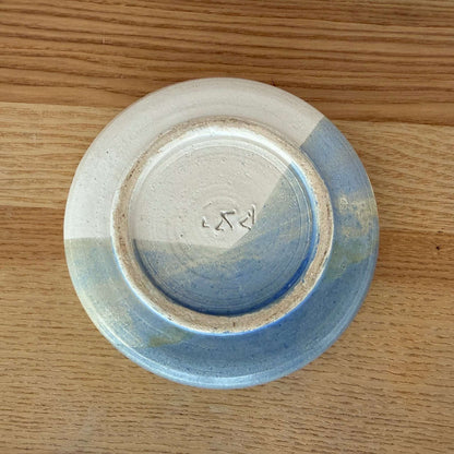 Studio Pottery Blue Glaze Ceramic Bowl Handmade Minimal Dish - Loom Vintage