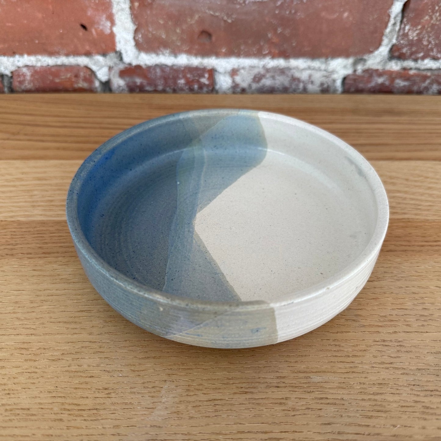 Studio Pottery Blue Glaze Ceramic Bowl Handmade Minimal Dish - Loom Vintage