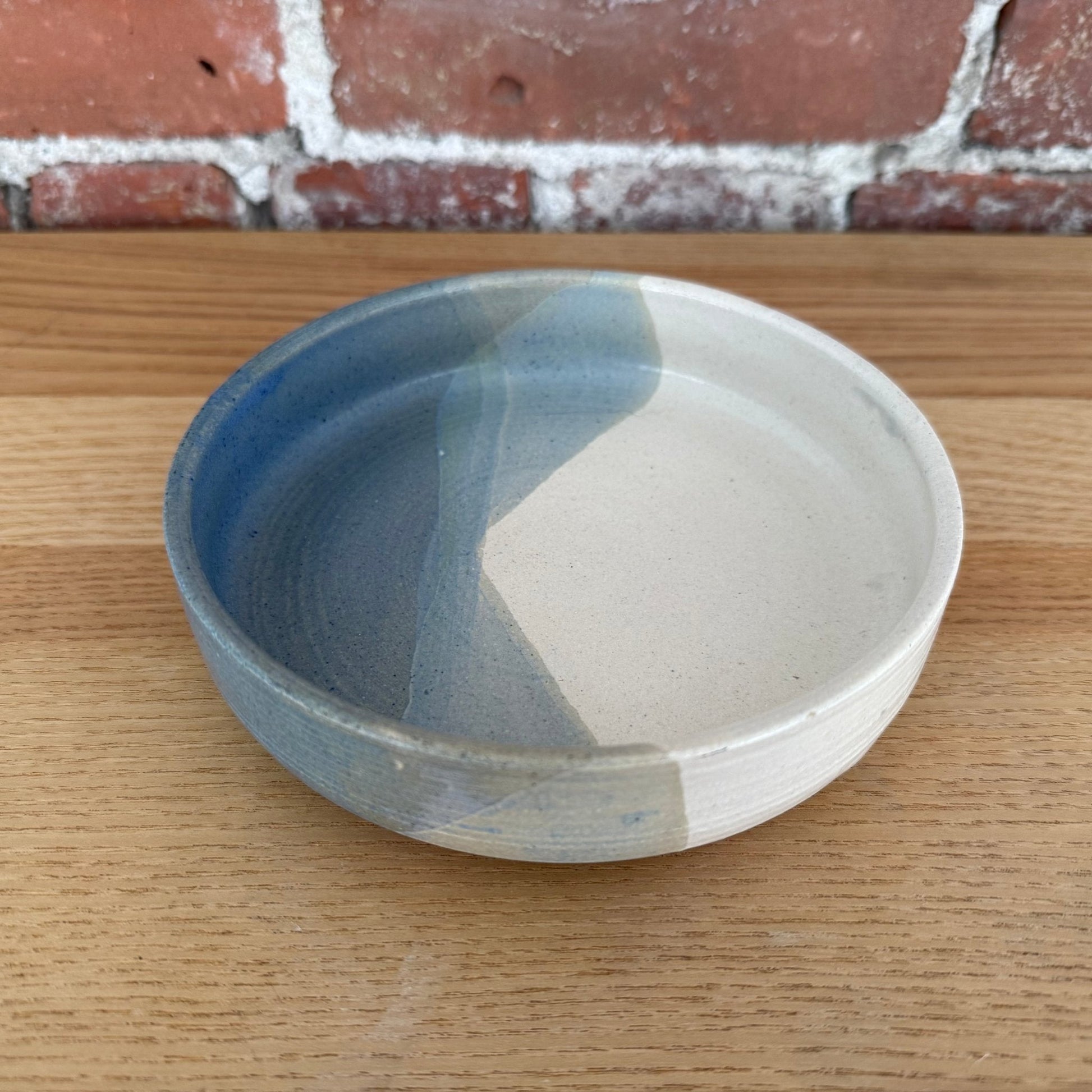 Studio Pottery Blue Glaze Ceramic Bowl Handmade Minimal Dish - Loom Vintage
