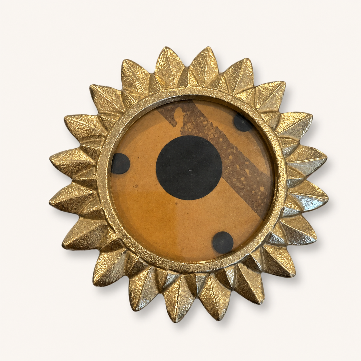 Gold Sunburst Picture Frame — Round Starburst Form, Hollywood Regency