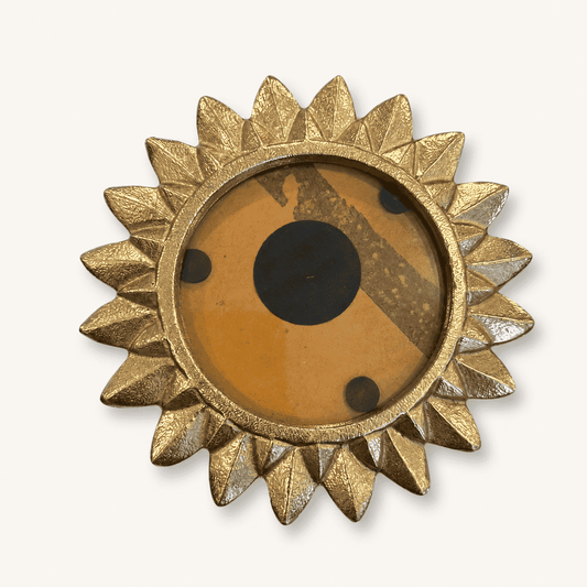 Gold Sunburst Picture Frame — Round Starburst Form, Hollywood Regency
