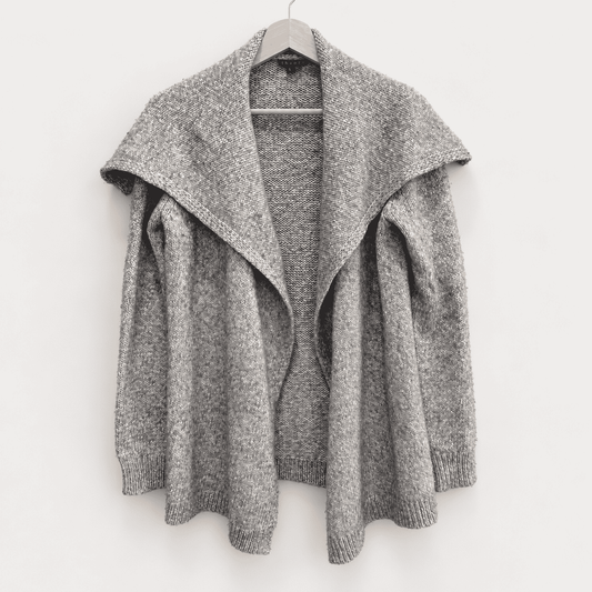 Theory heather grey cotton merino open cardigan with sailor collar, photo 1 of 6