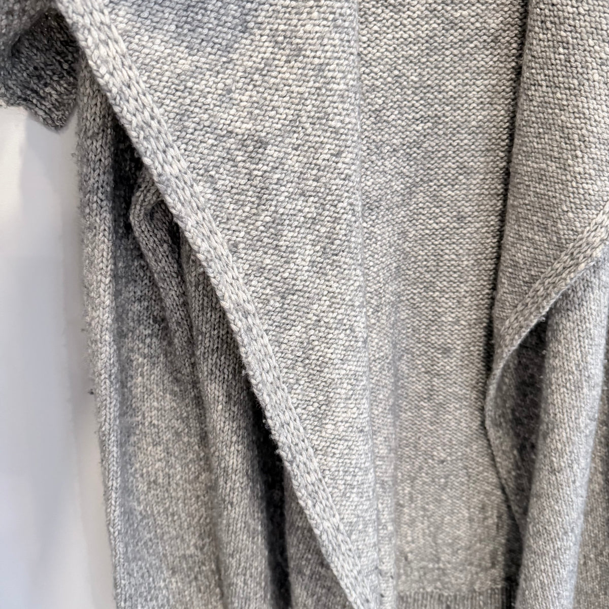 Theory heather grey cotton merino open cardigan with sailor collar, photo 5 of 6
