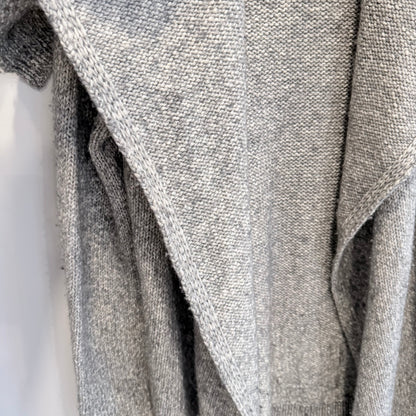 Theory heather grey cotton merino open cardigan with sailor collar, photo 5 of 6