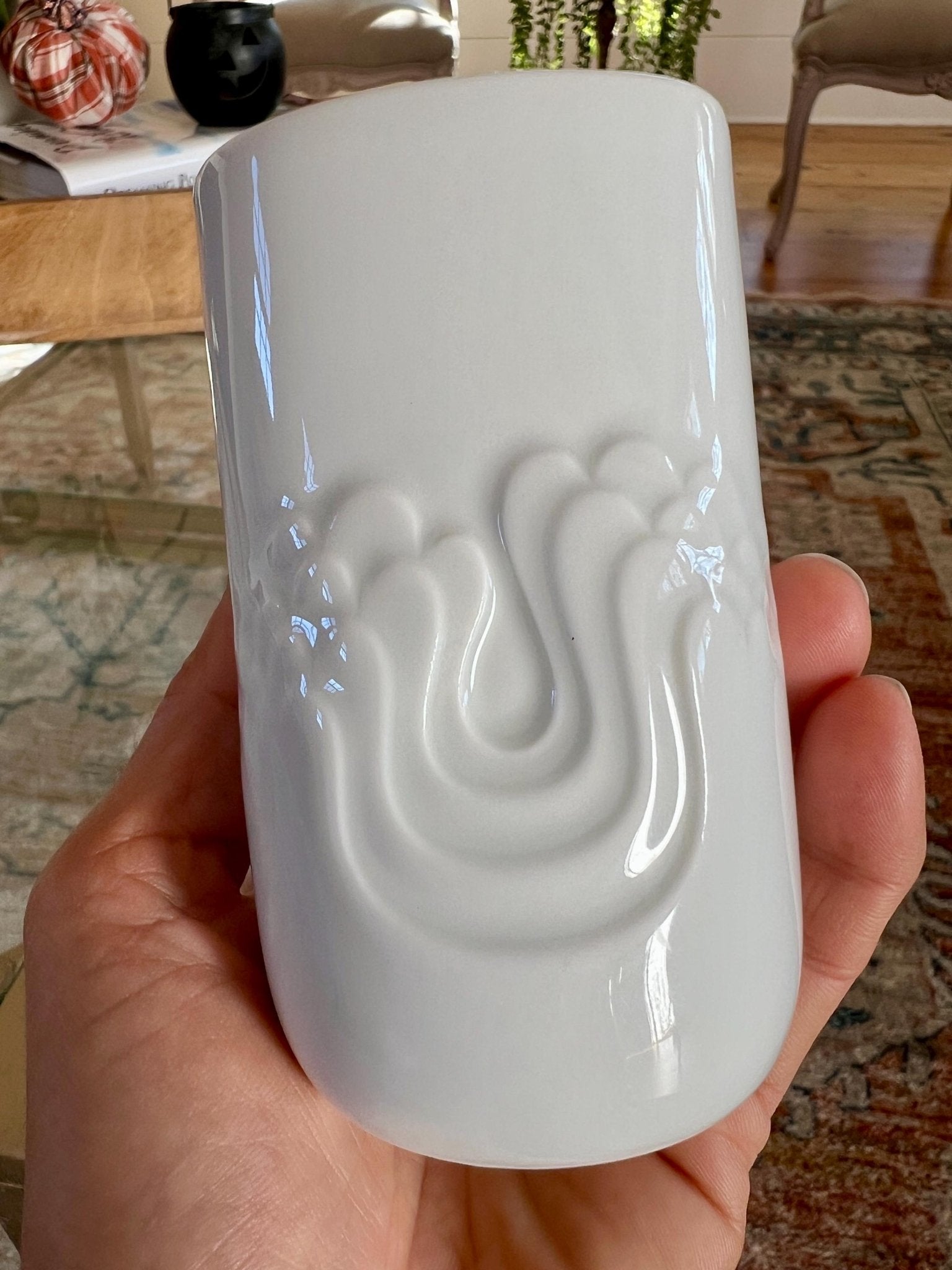Thomas Porzellan "Blütenfest" Vase — Rosemunde Nairac Design, Wave Relief, White Porcelain, 7.68"H, c.1970 - Loom Vintage