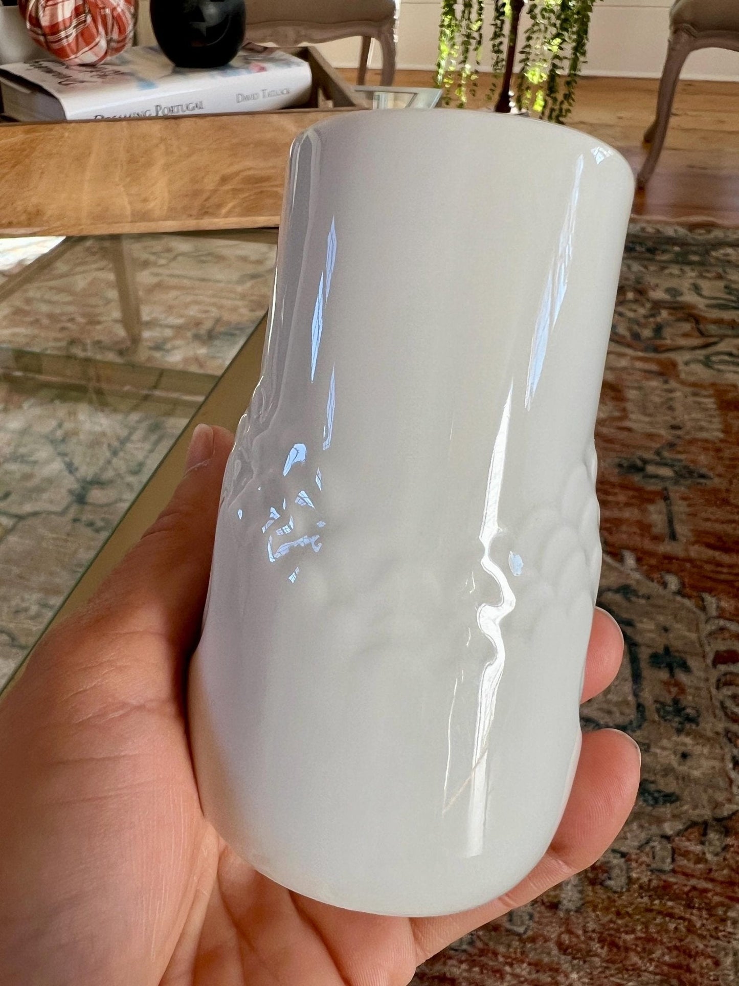 Thomas Porzellan "Blütenfest" Vase — Rosemunde Nairac Design, Wave Relief, White Porcelain, 7.68"H, c.1970 - Loom Vintage