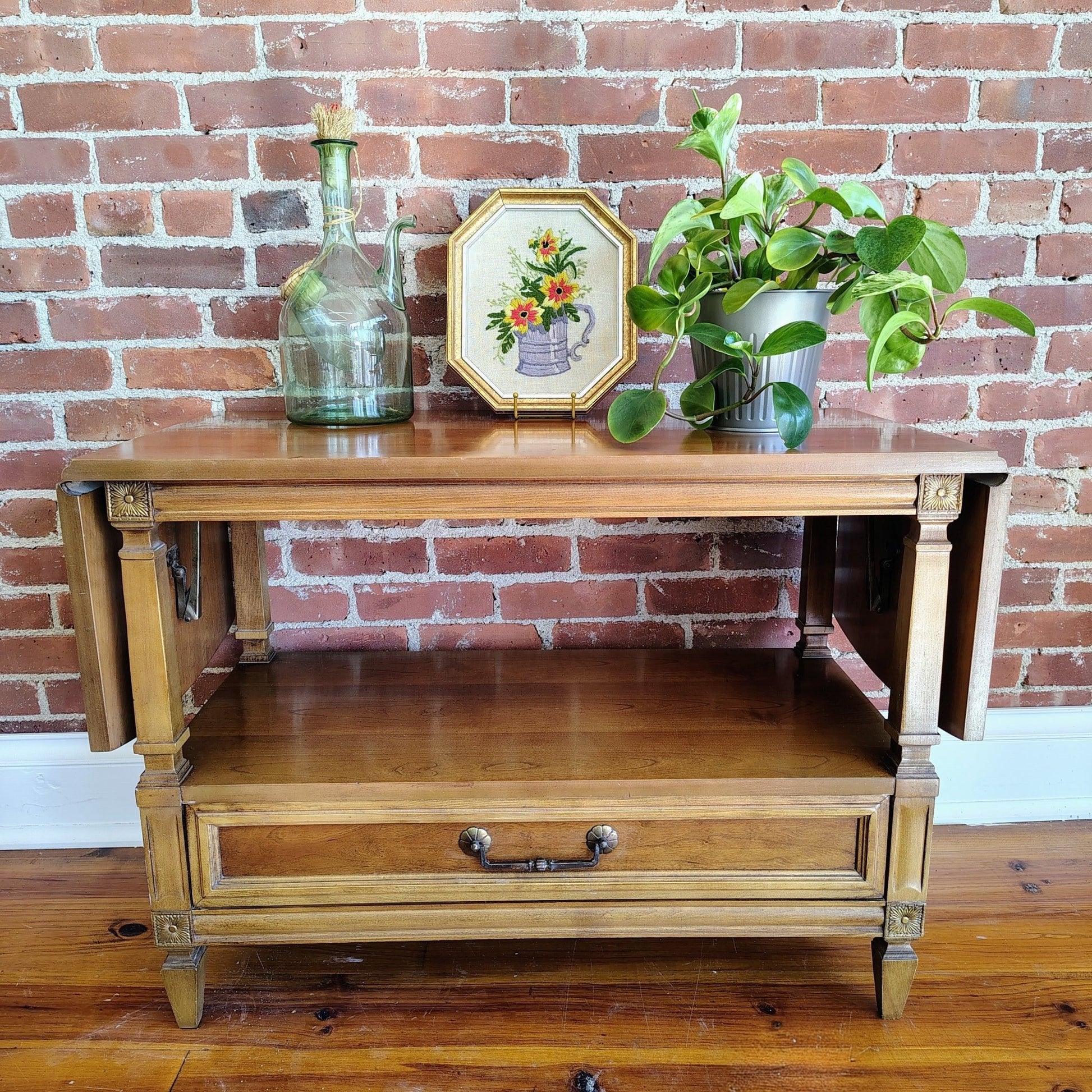 Thomasville Neoclassical Walnut Dropleaf Server - Vintage Mid 20th Century - Loom Vintage