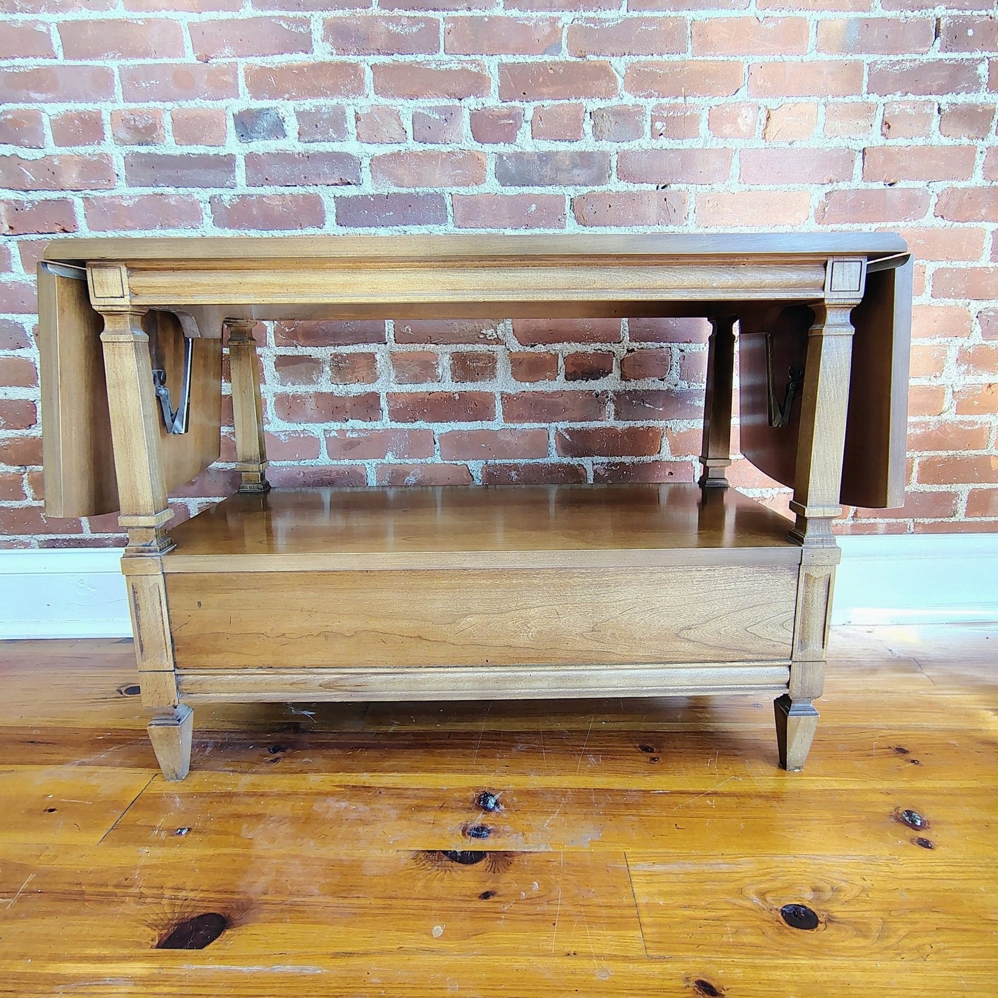 Thomasville Neoclassical Walnut Dropleaf Server - Vintage Mid 20th Century - Loom Vintage