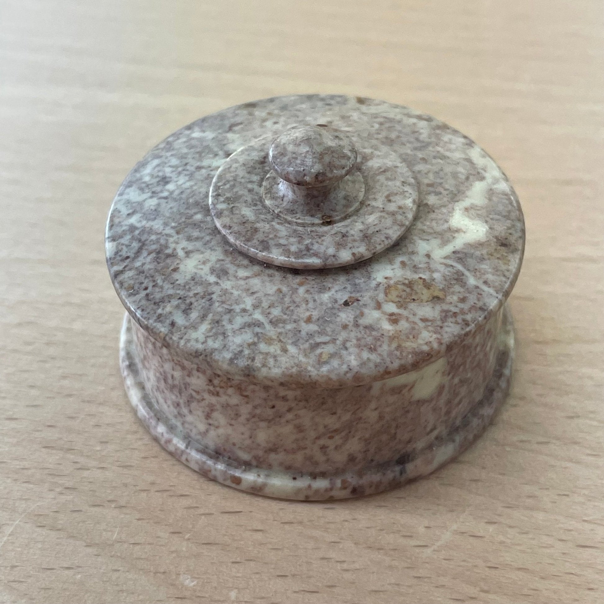 Tiny Marble Round Stash Box: 1.75” Diameter, 1.5” H - Loom Vintage