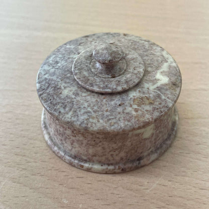 Tiny Marble Round Stash Box: 1.75” Diameter, 1.5” H - Loom Vintage