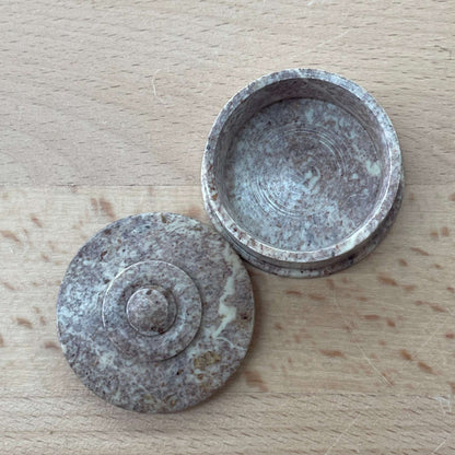 Tiny Marble Round Stash Box: 1.75” Diameter, 1.5” H - Loom Vintage