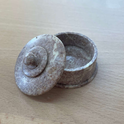 Tiny Marble Round Stash Box: 1.75” Diameter, 1.5” H - Loom Vintage