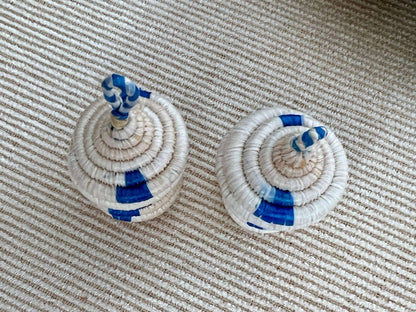Tiny, Pair of African Woven Baskets, Hand made Jewelry Box, Ring Box, Woven Hanging Baskets - Loom Vintage
