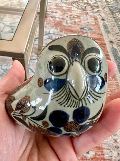 Tonala Mexican Folk Art Pottery Dove Figurine — Signed CAT, Hand - Painted - Loom Vintage