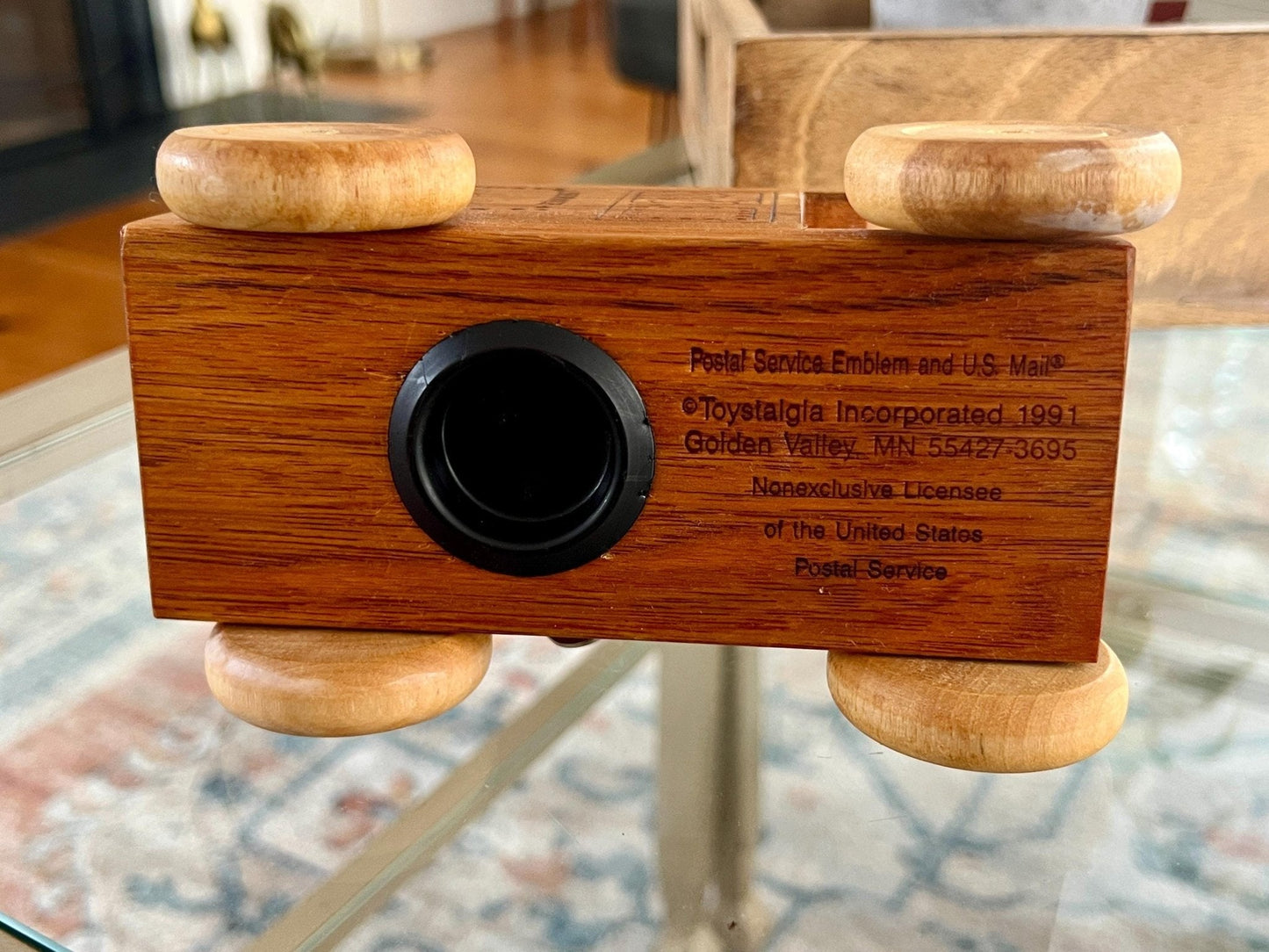 Toystalgia USPS Wooden Music Box Coin Bank — US Mail Truck, Plays "America the Beautiful," 1991 - Loom Vintage