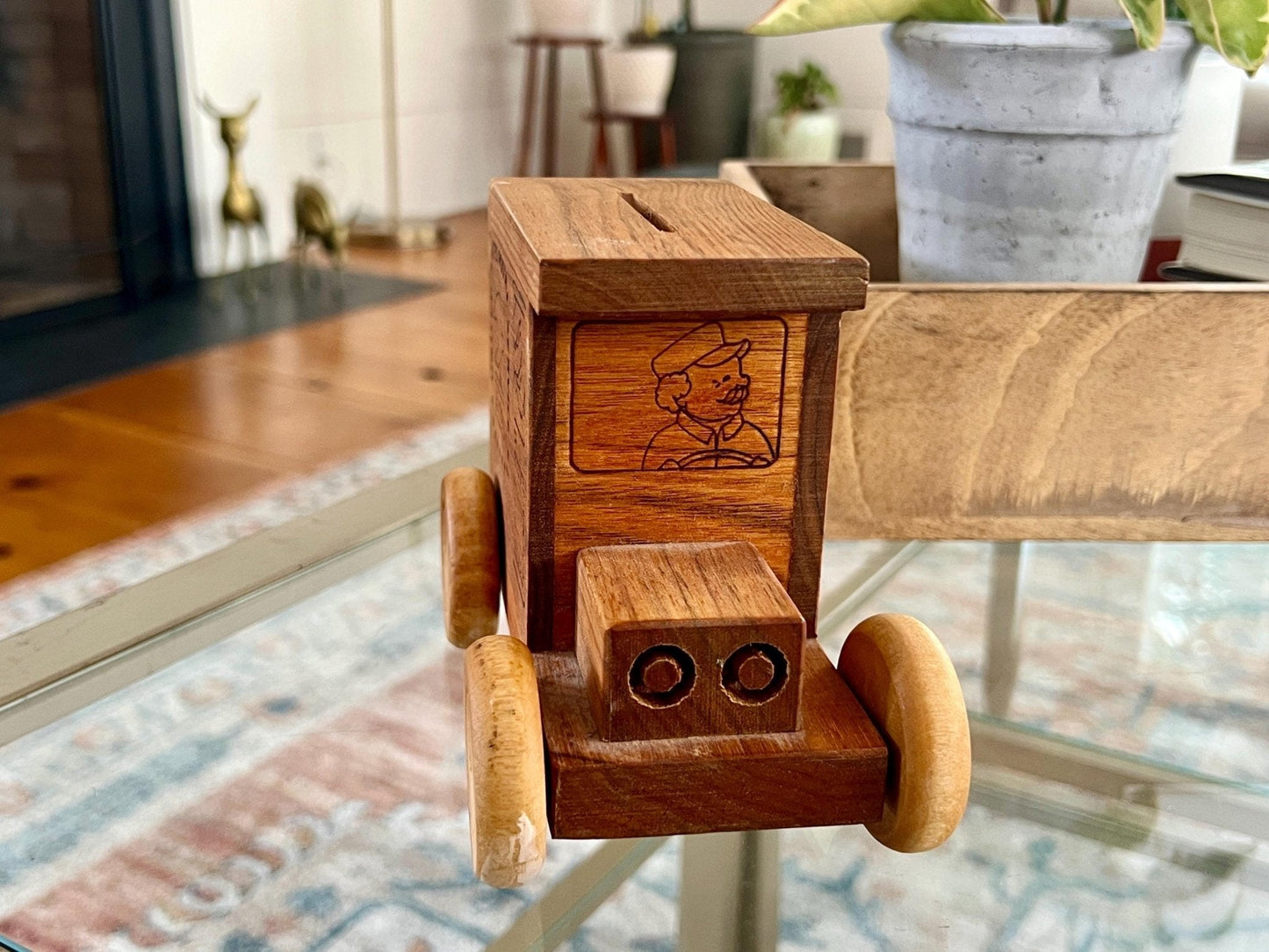 Toystalgia USPS Wooden Music Box Coin Bank — US Mail Truck, Plays "America the Beautiful," 1991 - Loom Vintage