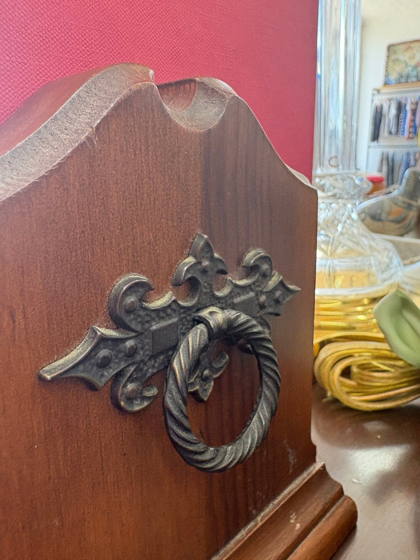 Traditional Wood Bookends with Decorative Metal Knockers, Set of 2 - Loom Vintage