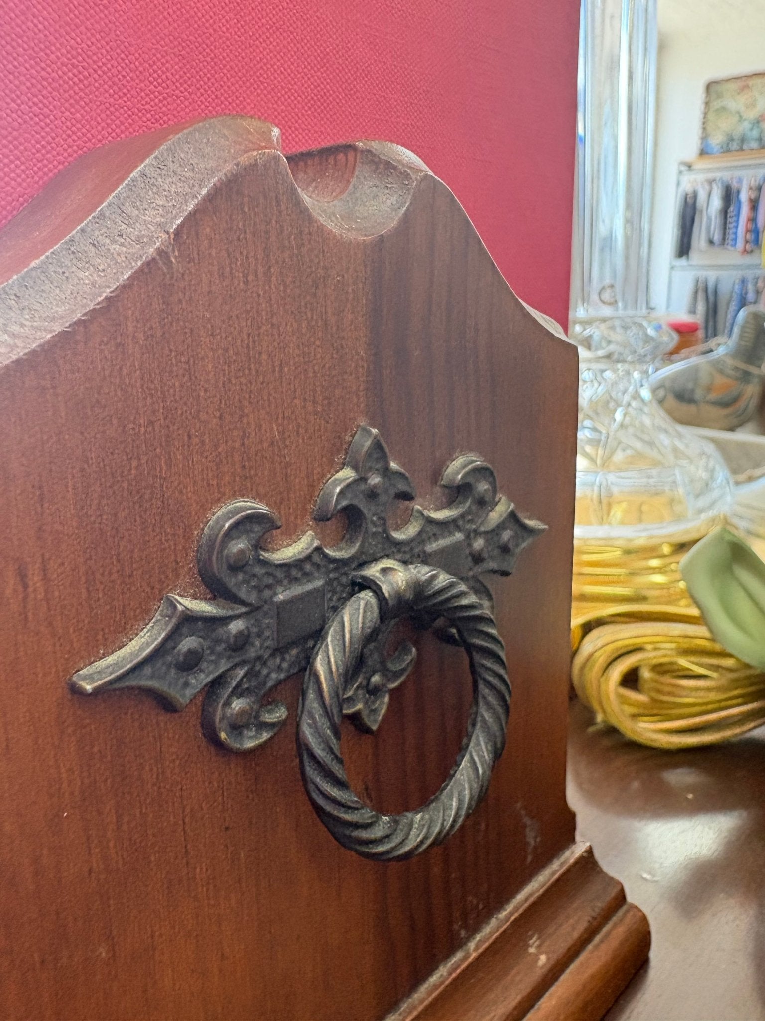 Traditional Wood Bookends with Decorative Metal Knockers, Set of 2 - Loom Vintage