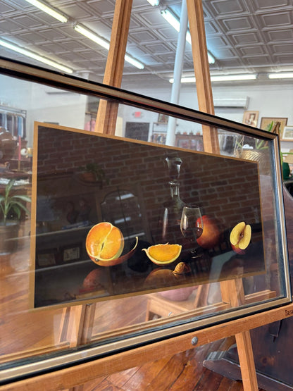 Turner Wall Accessory Still Life Print, 1954 — Wine, Citrus & Walnut, Black & Brass Frame, 29" - Loom Vintage