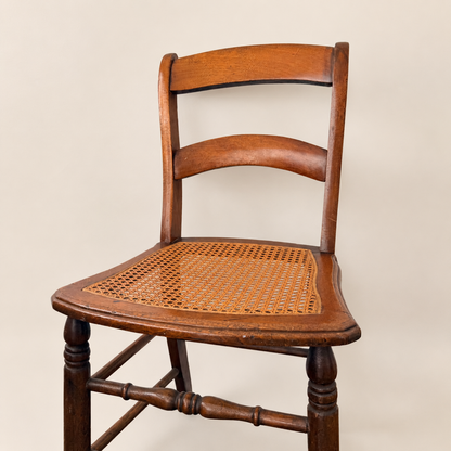 Antique Victorian Caned Side Chair, Turned Legs, 1880s-1900s