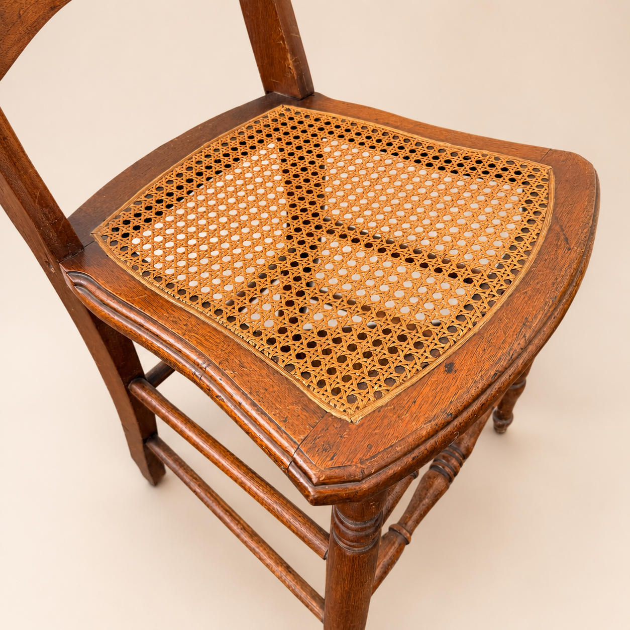 Antique Victorian Caned Side Chair, Turned Legs, 1880s-1900s