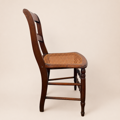 Antique Victorian Caned Side Chair, Turned Legs, 1880s-1900s
