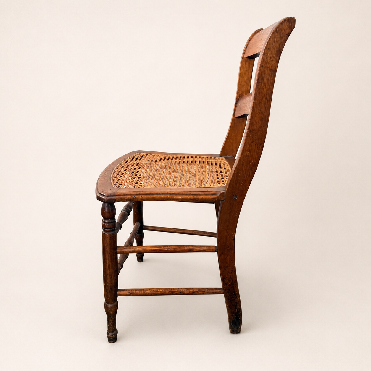 Antique Victorian Caned Side Chair, Turned Legs, 1880s-1900s