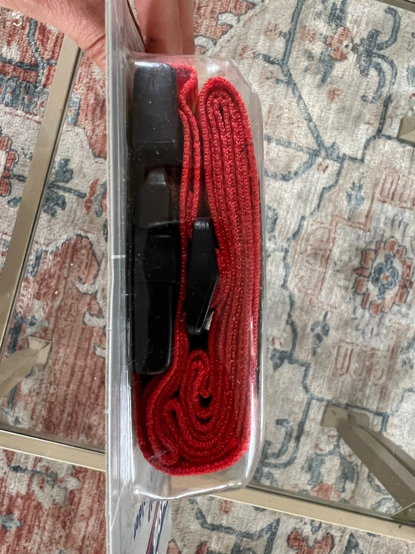 Vintage 1970s Adjustable Luggage Strap with Name Tag Holder, Rainbow Striped Strap, Luggage Carry - Ons, Cross - Body Bag Strap - Loom Vintage